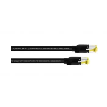 Cordial 15579 CAT 7a S/FTP-patchkabel, RJ45, 3 m, zwart, PUR-mantel