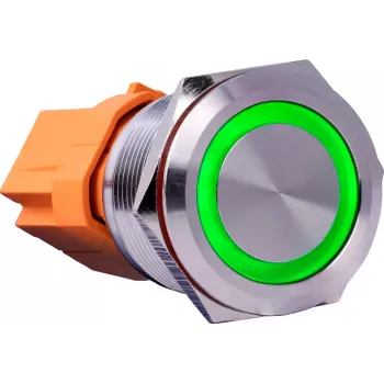 Joy-IT BUTTON22C-M-GR schakelaar tastsignaal, 250 V AC, 15 A, IP67, IK10, 22 mm, groen