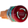 JOY-IT Button22NA-02 noodstop-drukschakelaar, vergrendelend, 22 mm montage, 220 V, rode paddenstoelkop, groene kraag, IP67, IK10