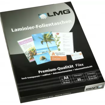 LMG A4 glanzende lamineerhoezen 80 micron 100-pack (LMGA4-80L)
