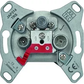 Jultec JAP314TRS doorvoer-antennecontactdoos, 3 uitgangen (TV, radio, SAT), 14 dB aftakdemping, inbouw, wit