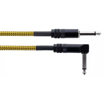 Cordial 14776 instrumentkabel 6,3mm mono-jack naar 6,3mm mono-jack, 3m, zwart/geel textiel