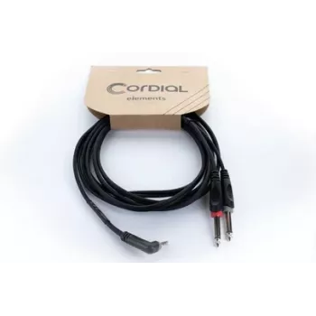 Cordial 14869 audio-Y-adapterkabel 3,5mm stereo-jack naar 2x 6,3mm mono-jack 5m zwart