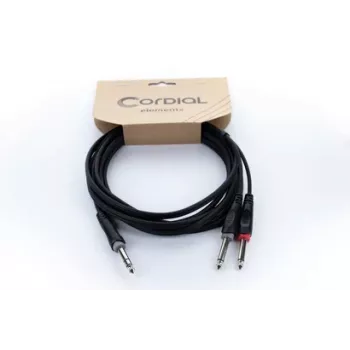 Cordial 14876 audio-Y-adapterkabel 6,3 mm stereo-jack naar 2x 6,3 mm mono-jack 1 m zwart