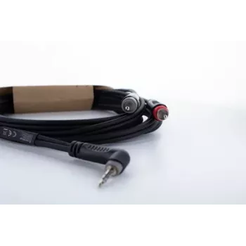 Cordial 14858 3,5mm stereo-jack naar 2x RCA phono audio Y-adapterkabel, 1m, zwart PVC-tweelingkabel