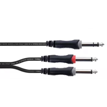 Cordial 14877 audio-Y-adapterkabel 6,3 mm stereo jack stekker naar 2x 6,3 mm mono jack stekker 1,5 m zwart PVC twin-kabel