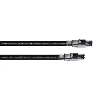 Cordial 15612 CAT 6a SF/UTP patchkabel, 5 m, PUR-mantel, zwart