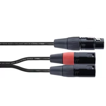 Cordial EY 0,3m XLR Y-adapterkabel - 1x XLR female naar 2x XLR male, zwart 14880