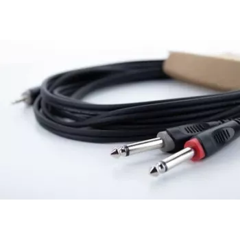 Cordial 14862 audio Y-adapterkabel 3,5 mm stereo naar 2x 6,3 mm mono PVC twin-kabel