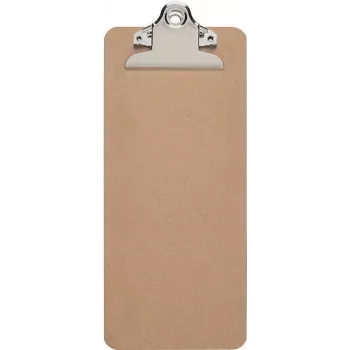 MAUL klembord MAULbill, hardboard, 115 x 265 mm, metaalklem, 15 mm capaciteit, afgeronde hoeken, bruin 2391770