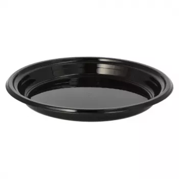 PAPSTAR herbruikbare menubord, onverdeeld, Ø 22 cm, hoogte 2,6 cm, polypropyleen, zwart, 12 stuks (96558)