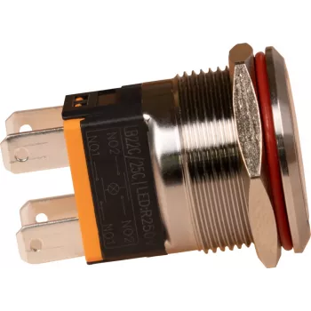 JOY-IT Button22C-02 drukschakelaar met vastzetfunctie, rood, 240 V AC, 15 A, IP67, IK10, paneelmontage