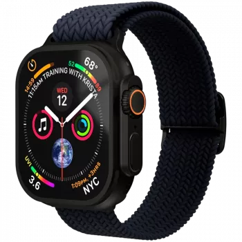 VONMÄHLEN Woven Loop voor 44/45/46/49mm Apple Watch, navy zwart