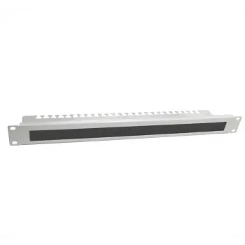 IT-BUDGET 19 inch kabelmanagementpaneel met borstelstrip en trekontlastingsrails, 1U, lichtgrijs 90ITBKDFPKL1HEG