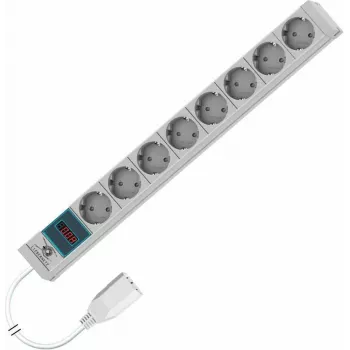 Liebernetz 19 inch 1U rackmount-meet-PDU, 8x Schuko CEE 7/3 stopcontacten, C14-ingang, 3m kabel, lichtgrijs (90LNSDL20SC083)