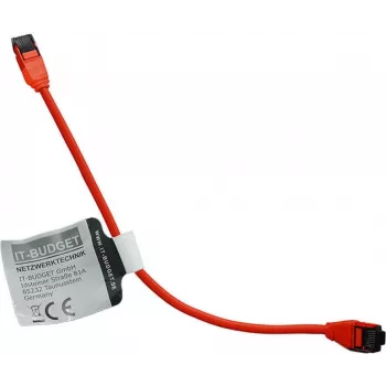 IT-BUDGET Cat.8.1 slim Ethernet-patchkabel, S/FTP, 40 Gbps, 2000 MHz, LSZH, PoE+, rood, 0,5 m 90ITBSLIM81PK050R
