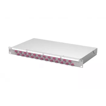 Metz mecatech VIK 24-poorts LC-duplex OM4 glasvezel-patchpaneel, 1U, 19 inch, lichtgrijs 1504507524-E