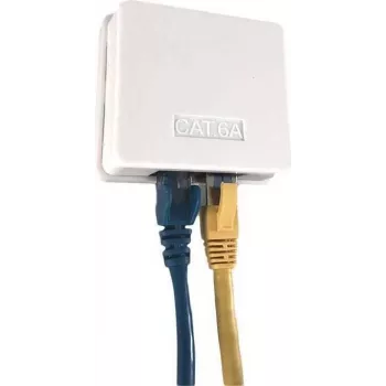 IT-BUDGET Cat.6A UTP opbouw netwerkdoos, 2 x RJ45, zuiverwit, horizontale kabelinvoer, PoE+ 90ITBDDAPE