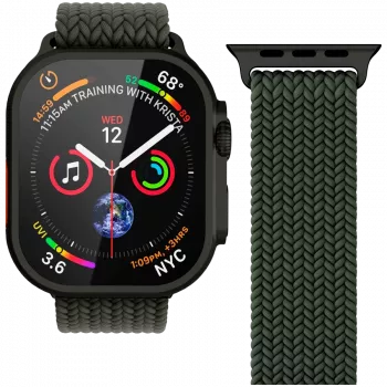 VONMÄHLEN Woven Loop voor Apple Watch 40/41/42mm, olijf zwart