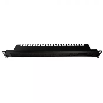 IT-BUDGET 19 inch kabelmanagementpaneel met borstelstrip en trekontlastingsrails, 1U, zwart 90ITBKDFPKL1HES