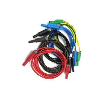 HT INSTRUMENTS KIT TLS-5 veiligheids-meetleiding-set, 5 leidingen, 2 m, 4mm aanraakveilige banaanstekkers, CAT IV 600V / CAT III 1000V, 16 A, silicone, rood/zwart/blauw/groen/geel 2008250