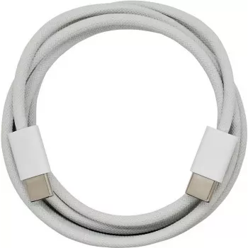 PowerRay USB-C naar USB-C data- en oplaadkabel, 60W PD, nylon gevlochten, 1m, wit, bulk 4260357351156