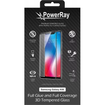 PowerRay Ultra Durable 3D Full Glue schermbeschermglas voor Samsung Galaxy A50, zwart PR-3DFGSAMA50B