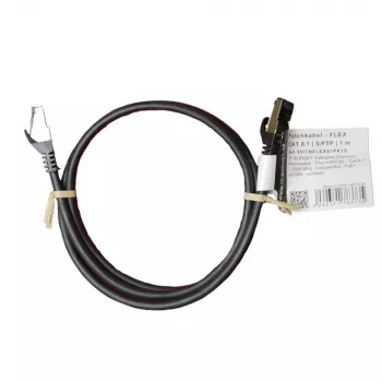 IT-BUDGET Cat.8.1 S/FTP patchkabel, 1m, zwart, 40Gbps, 2000MHz, LSZH, PoE+ 90ITBFLEX81PK1S