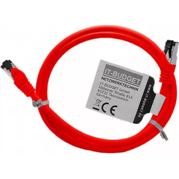 IT-BUDGET volledig koper Premium patchkabel - Flex AWG 26 - Cat.8.1 - 2000 MHz - halogeenvrij - PoE+ - 40GBit - rood - 1 m (90ITBFLEX81PK1R)