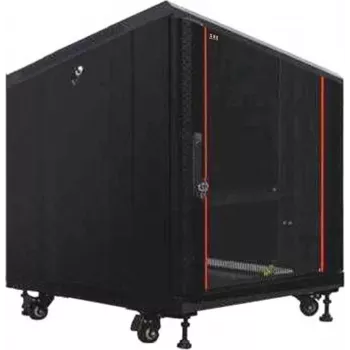 IT-BUDGET 19 inch serverrack SRK, 12U, 600x1000 mm, glazen deur voor, stalen deur achter, flatpack, zwart 90ITB19SRK12610GSN