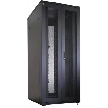 IT-BUDGET 19 inch serverrack compleetset, 42U, 800x1000 mm, geperforeerde dubbele deuren voor & achter, 4 actieve ventilatoren, PDU, legborden, flatpack, zwart 90ITB19SRK42810DTS