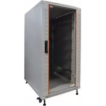 IT-BUDGET 19 inch netwerkkast SRK - 22U - 600x600 mm - glazen/stalen deur - flatpack - lichtgrijs 90ITB19SRK2266GGN