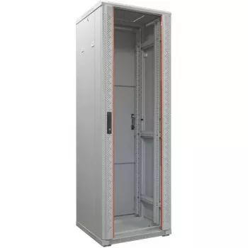 IT-BUDGET 19 inch netwerkkast SRK, 38U, 600x600 mm, glazen deur voor, stalen deur achter, flatpack, lichtgrijs 90ITB19SRK3866GGN