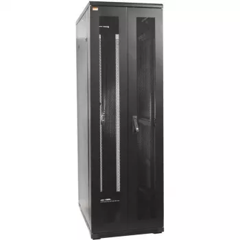 IT-BUDGET 19 inch netwerkkast SRK - 42U - BxD 600x800 mm - geperforeerde dubbele deuren voor + achter - flatpack - zwart (90ITB19SRK4268DTSN)