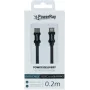 PowerRay PR-DCCL020TBK USB-C naar Lightning datakabel, 0,2 m, textiel zwart, blister