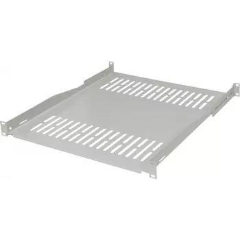 IT-BUDGET 19 inch vast rack-rek / apparaatplateau, 80 kg draagvermogen, 450 mm diepte, dieptevariabele montage, lichtgrijs 90ITB19FBX450G