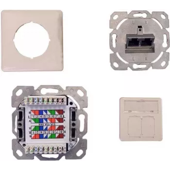 IT-BUDGET VOORDEELPACK 10x Cat.6A 2-poorts RJ45 datadoos, horizontale kabelinvoer, PoE+, zuiverwit ZAA90ITBDDRW