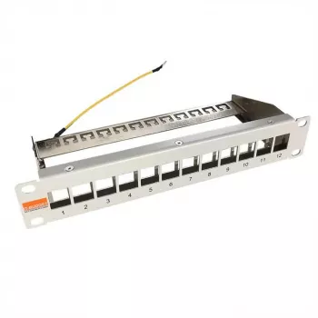 IT-BUDGET 10 inch leeg patchpanel voor keystone-modules - 12 poorten - afgeschermd - 1U - onbezet - grijs (90ITB10MT12PG)