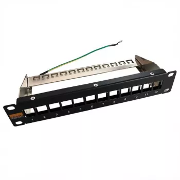 IT-BUDGET 10 inch leeg patchpaneel voor Keystone-modules - 12 poorten - afgeschermd - 1U - onbezet - zwart (90ITB10MT12PS)