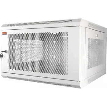 IT-BUDGET 19 inch wandmontage-netwerkkast 6U, 570x600 mm, geperforeerde voor- & zijpanelen, afneembare zijwanden, wit 90ITB19MSR666TW