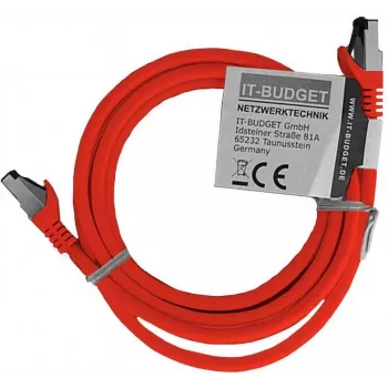 IT-BUDGET full copper premium patchkabel - flex AWG 26 - Cat.8.1 - 2000 MHz - halogeenvrij - PoE+ - 40Gbit - rood - 3 m 90ITBFLEX81PK3R