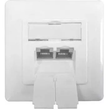 IT-BUDGET netwerk-data-aansluitdoos 2x RJ45 bus Cat.6A afgeschermd lichtwit inbouw horizontaal PoE+ 90ITBDDSW