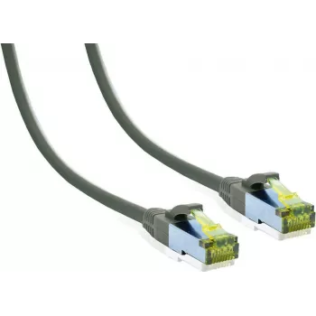 IT-BUDGET volledig koperen Premium patchkabel - Cat.6A met Cat.7 ruwe kabel - 600 MHz - halogeenvrij - PoE+ - 10Gbit - grijs - 0,5 m 90ITB6A7PK05G