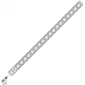 Liebernetz 18-voudige Schuko rack-PDU met overspanningsbeveiliging en installatieautomaat, 1U, lichtgrijs 90LNSDL18VSPLSG