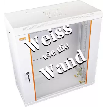 IT-BUDGET 19 inch wandmontage-netwerkkast SWA 12U 600x300mm met glazen deur, afneembare zijwanden, zuiverwit 90ITB19WS1263GW