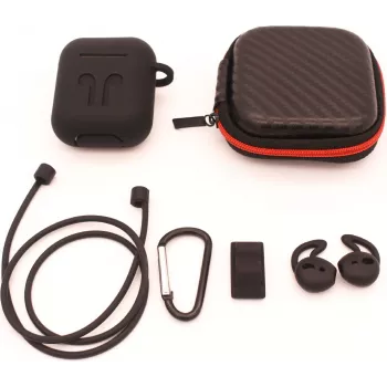 CYOO 6in1 siliconenhoes met accessoires - zwart - Apple AirPods hoes-sleeve (CY120795)