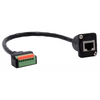 EXSYS EX-49161 D-type RJ45-bus naar 8-pins klemmenblok adapter met drukknop, CAT.5e, 20 cm