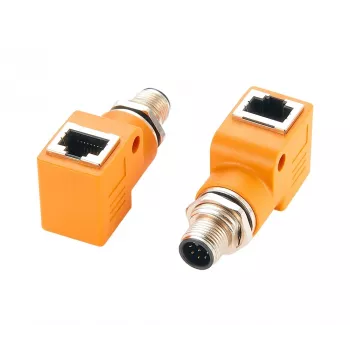 EXSYS EX-49502 M12 A-gecodeerde 8-polige stekker naar RJ45-bus 90° Industrial Ethernet-adapter