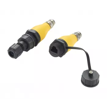 EXSYS EX-49524 industriële M12 D-code 4-pins stekker naar RJ45-bus adapter, IP67, Fast Ethernet