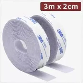 Quadrios 24CA323 Zelfklevend klittenband, 3 m x 20 mm, wit